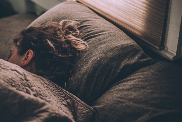 Woman sleeping on a pillow