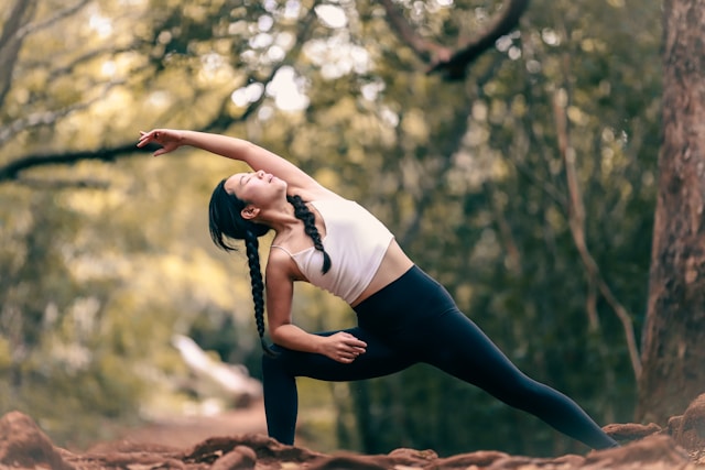 A woman doing a yoga post. Gentle movement, fertility
